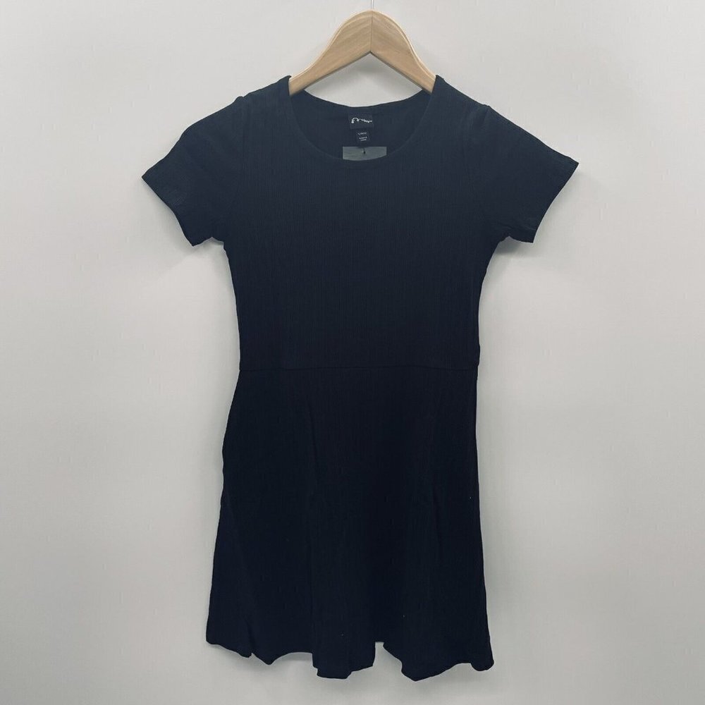 Art Class Youth Girls Large 10/12 Short Sleeve Ribbed Pullover Dress Black 1280